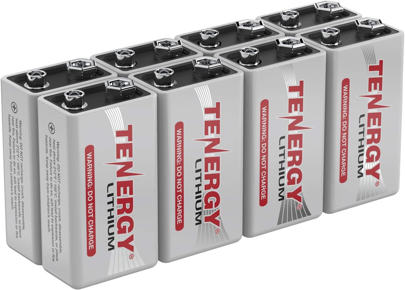 9V Lithium Batteries, 1200mah Non-Rechargeable Batteries, 10 Years Shelf Life Lithium 9 Volt Batteries, 8 Pack