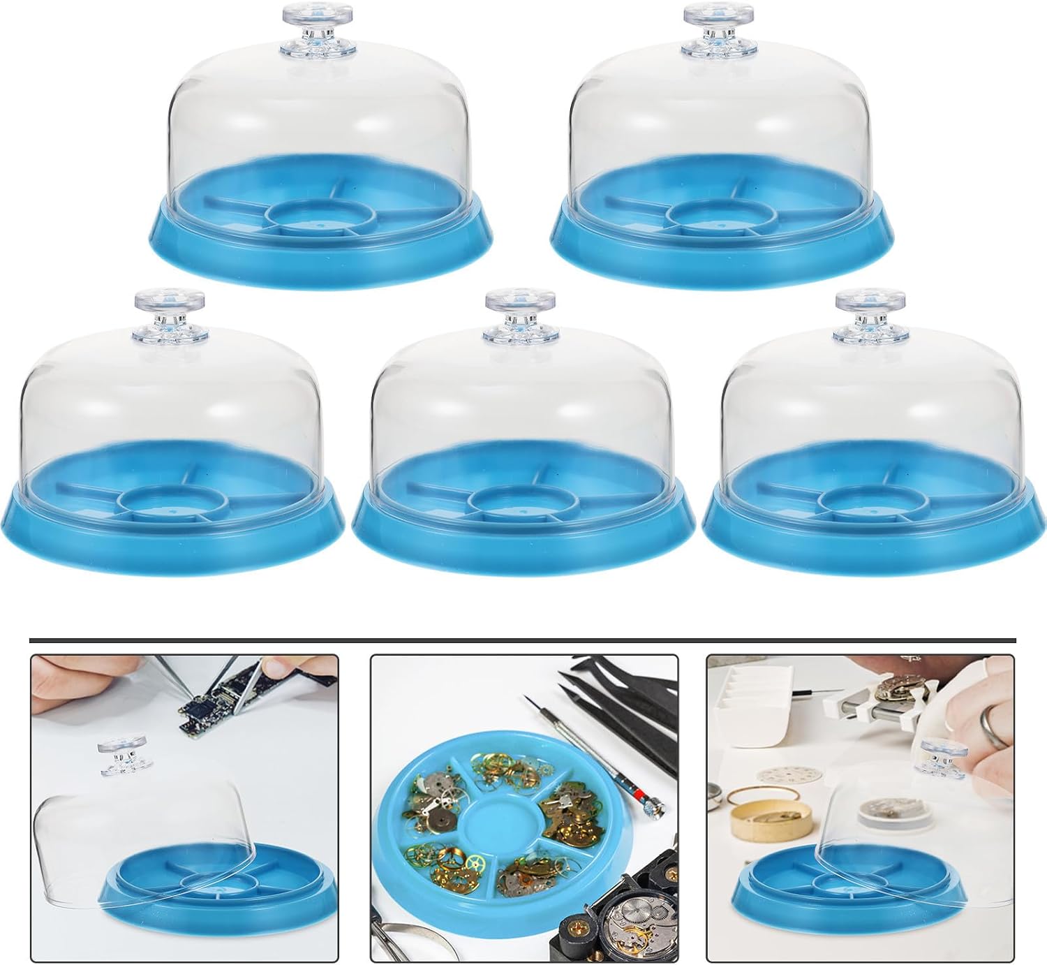 Homoyoyo 5pcs Watch Movement Parts Dust Cover Tray with Plastic Cover