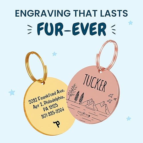 Miniatura 2 de PawFurEver - Placa de identificación personalizada para perro  Grabado oscuro  Variedad de diseños  Fabricada en Estados Unidos (color oro rosa,