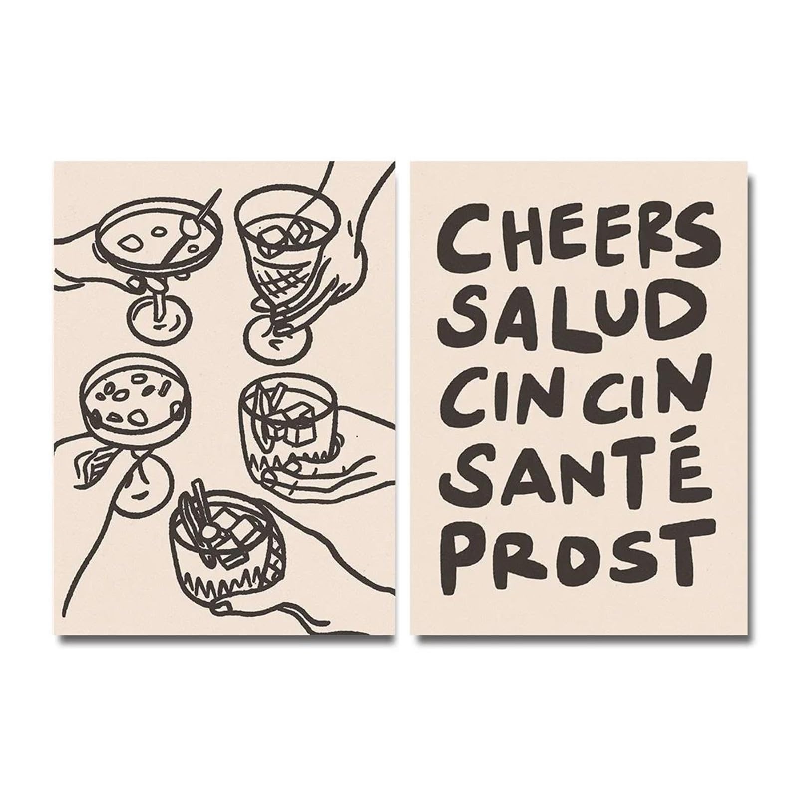 Affiche tendance et géniale pour bar maison | Tableau déco rétro 2 pièces