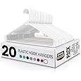 GETORO Plastic Hangers 20 Pack, Non Slip Space Saving Clothes Hanger with Hooks, Heavy Duty Beige Hangers for Closet