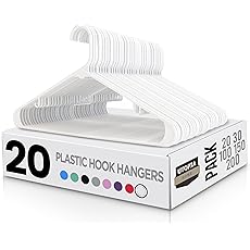 GETORO Plastic Hangers 20 Pack, Non Slip Space Saving Clothes Hanger with Hooks, Heavy Duty Beige Hangers for Closet