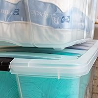 Vista 8 de IRIS USA 94 Qt - Contenedores de almacenamiento de plástico apilables con tapas, paquete de 4 - Libre de BPA, fabricado en EE. UU. - Solución