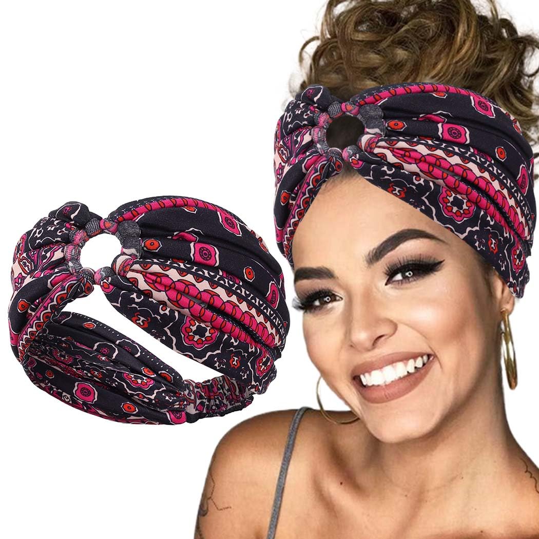 GORTINBoho Headbands Knotted Head Bands Flower Turban Head Wraps Stretchy Hair Bands Yoga Headband Workout Sweatbands Fashion non-slip Head Scarf Hair Accessory for Women and Girls (Boho)