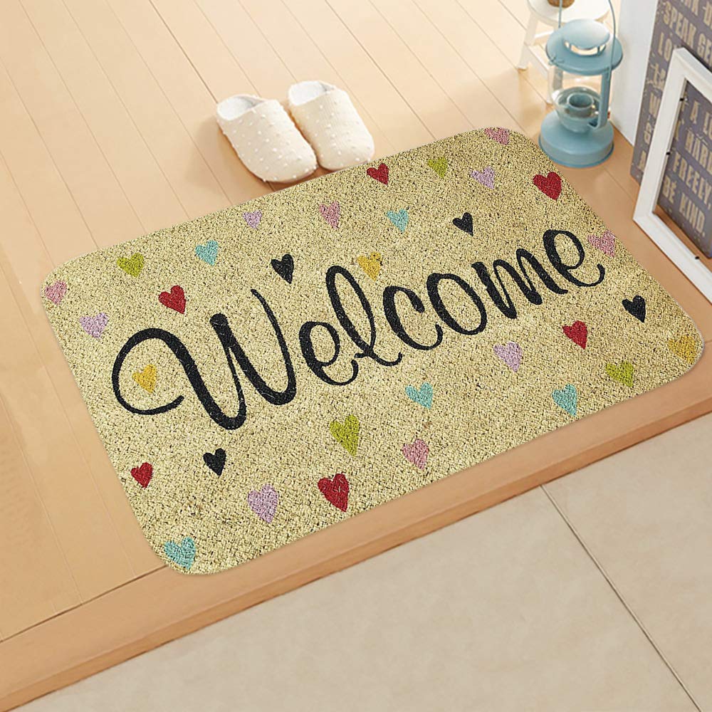 Paillasson extérieur et grand tapis salon en polyester beige violet 80x120cm