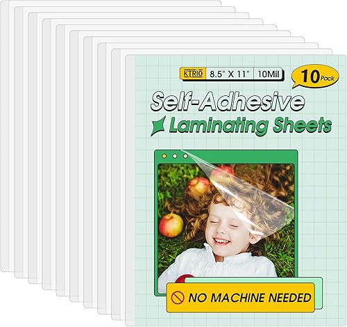 Miniatura 10 de KTRIO Bolsas de laminación autosellantes de 2.6 x 3.9 pulgadas, 30 bolsas, 10 mil de grosor, hojas laminadas autoadhesivas para tarjetas de visita,