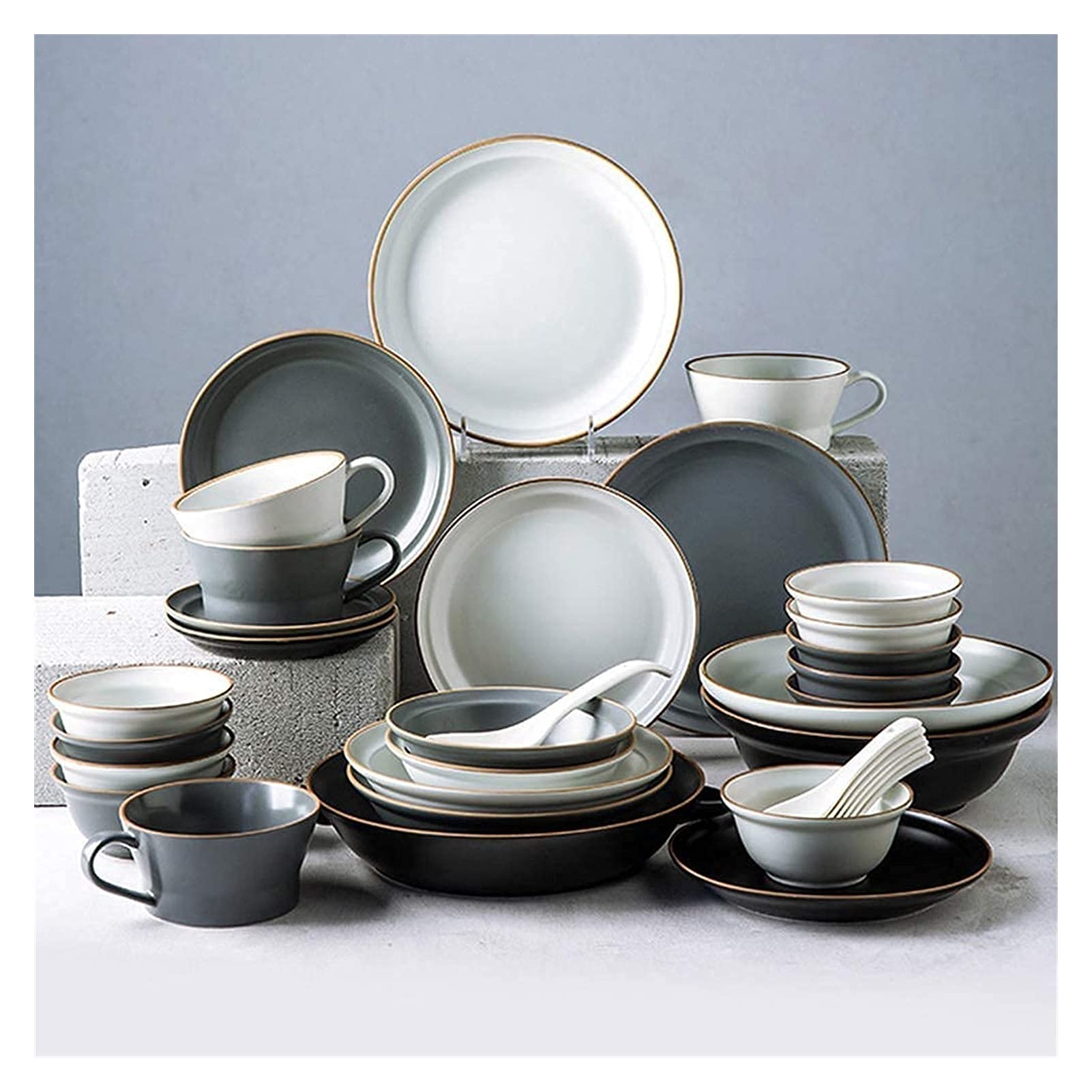 Ensembles de Vaisselle Ensemble de Vaisselle, Ensembles de dîner en céramique, Bol en Porcelaine émaillée de Style Nordique avec mélange de Couleurs, Assiette à(
