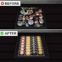 Vista 6 de MinBoo Bamboo Coffee Pod Storage Holder Drawer Insert for Counter Compatible with Vertuoline Capsules for Kitchen, Home, Office, Coffee Station,Black