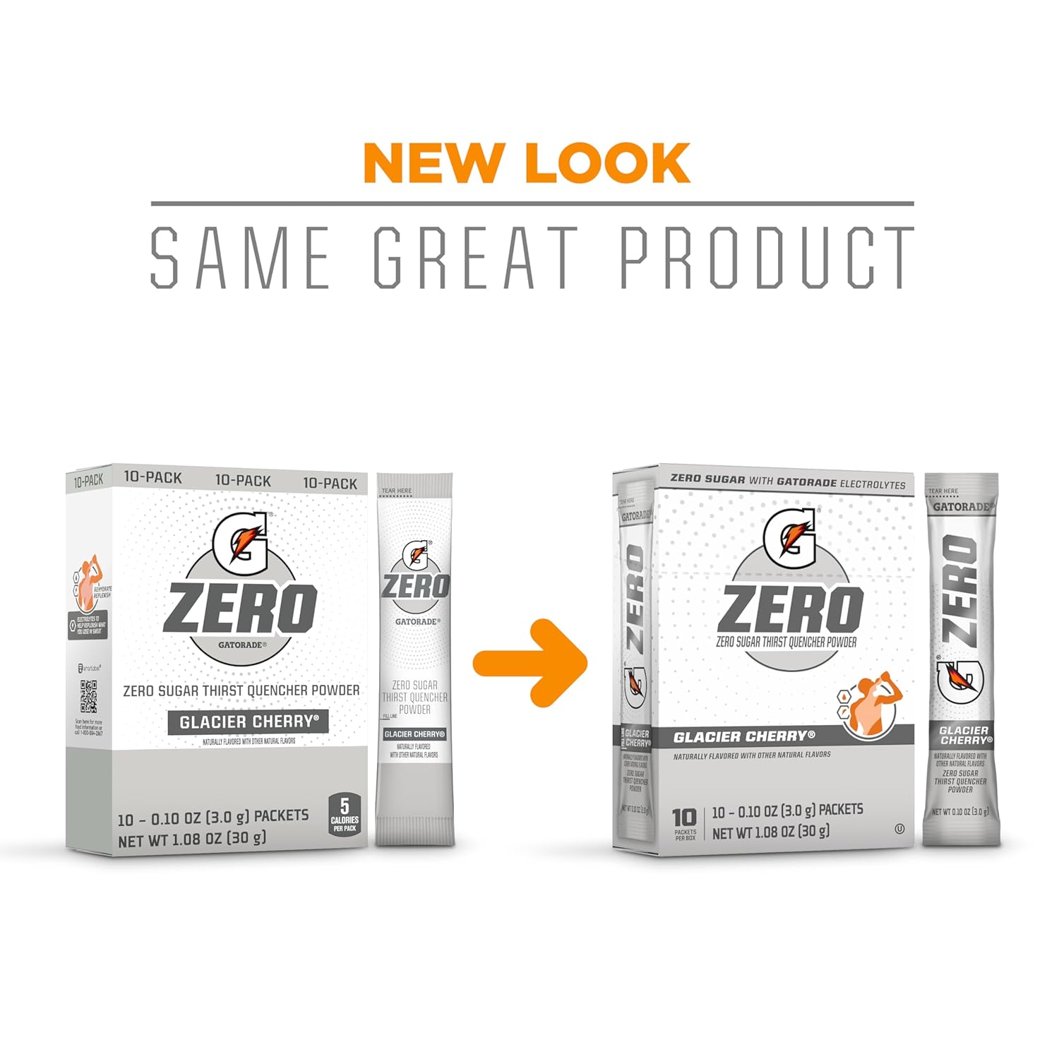 Gatorade G Zero Sports Drink Mix Powder Packets, Glacier Cherry, Electrolyte Powder Drink Mix for Hydration, Zero Sugar, Total 120 Packets
