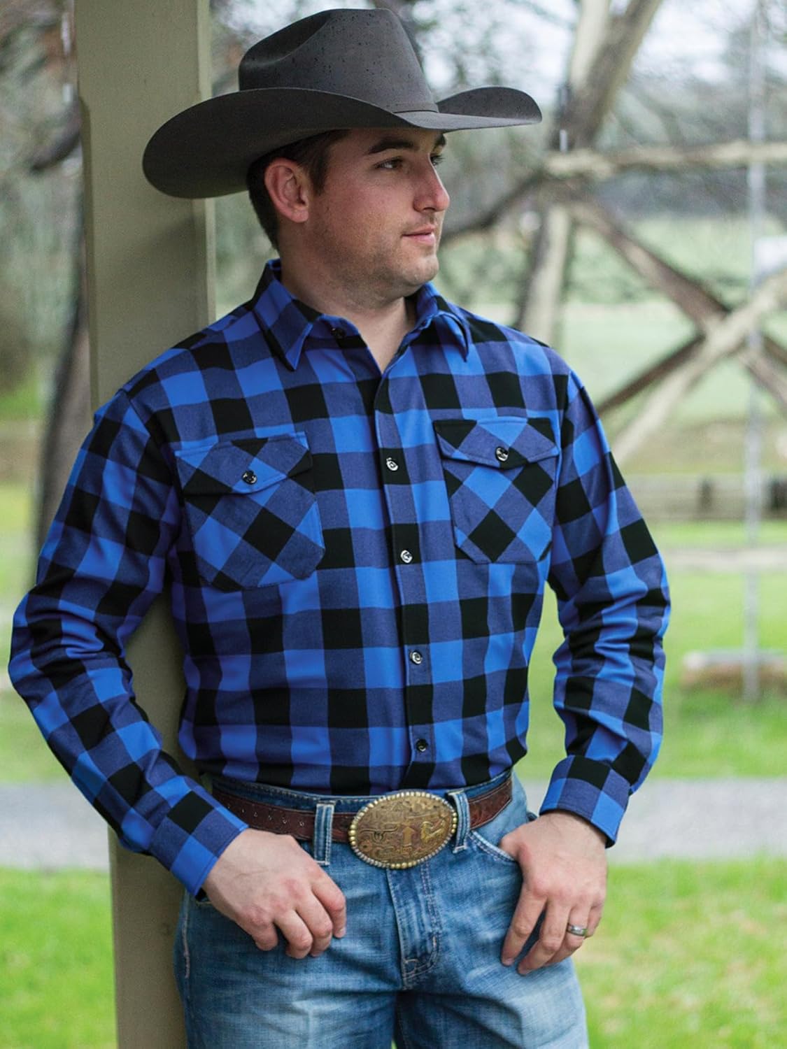 3 Pack Mens Long-Sleeve Button-Down Shirt Cotton Tops Casual Collared Blouses Loose Fit Plaid Flannel Shirts - Image 6