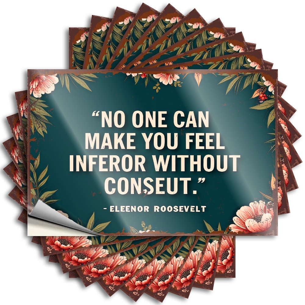 Flowers Frame A Quote By Eleanor Roosevelt. Decal Lake Self Adhesive | Feminist Bottle Vinyl Sticker Pack for Sand(12X18CM)