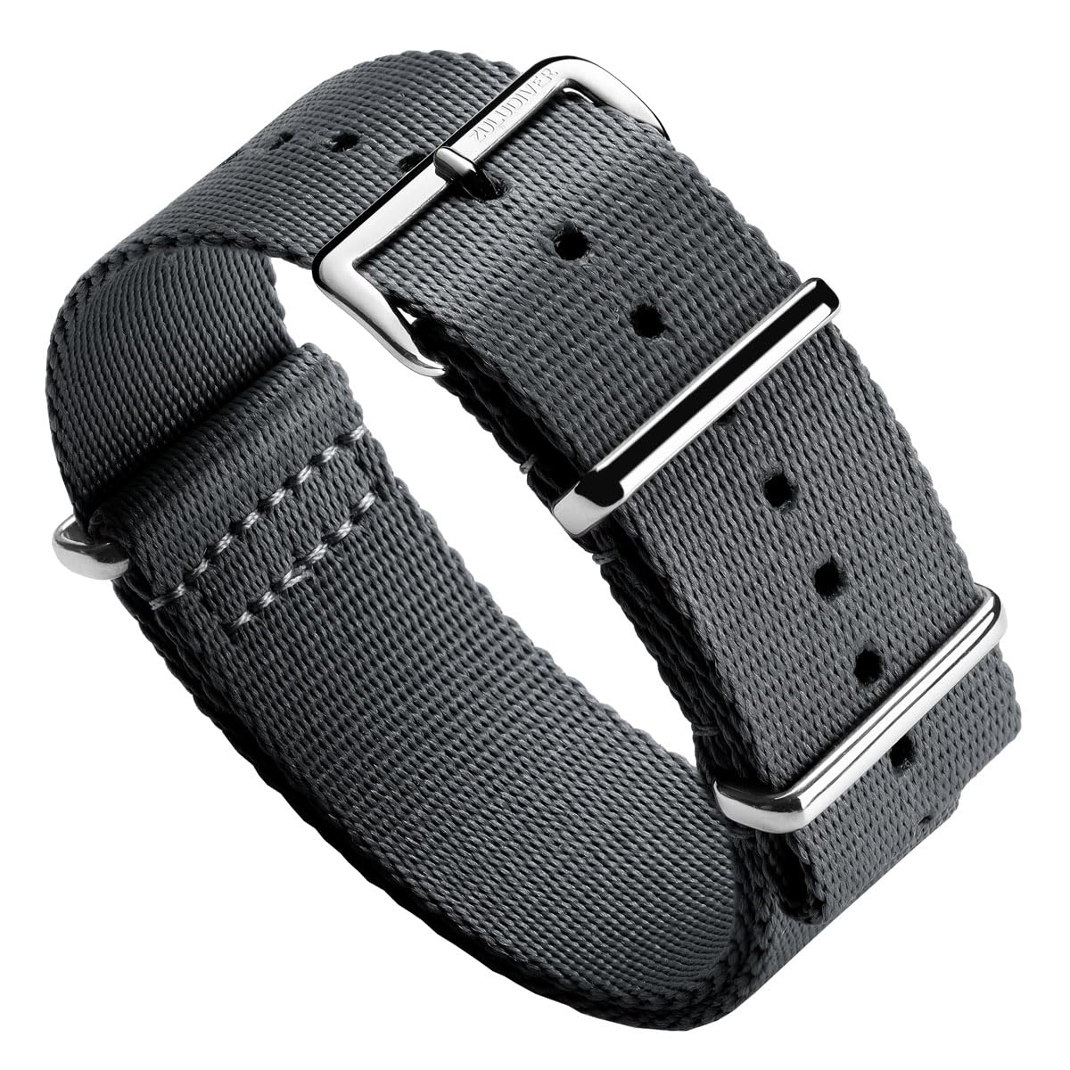 ZULUDIVER Apex Military Watch Strap – Heavy Duty Polyester, Waterproof & Durable, Soft Comfort Weave, Stainless Steel Hardware, Titanium Grey, 20mm