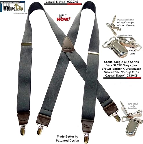 Miniatura 4 de Tirantes de la serie casual para hombres en el estilo tradicional de espalda en X con clips antideslizantes patentados en Estados Unidos