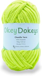 Mix and Match Colors, Automatic Discount at Checkout – Soft Yarn, (100g 76yds) Size 6 Chenille – for Crocheting and Knitting, Blankets, Plushies, Amigurumi, and Home Decor –Glow Green, Color 4