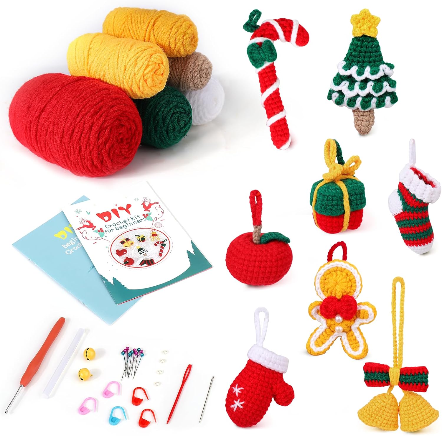 AIERSA Christmas Crochet Kit for Beginners, Crochet Starter