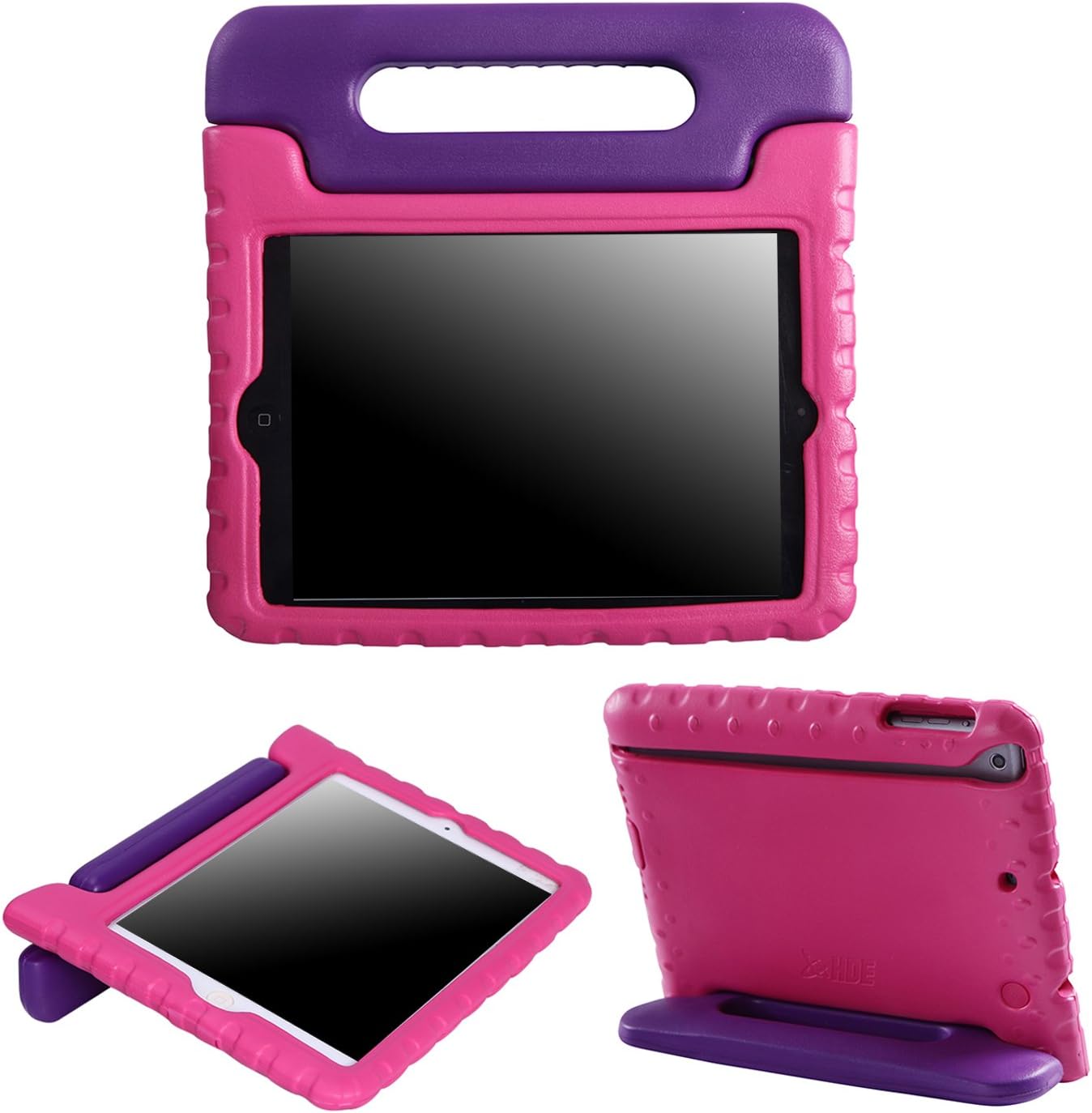 HDE Kids Case for iPad Mini 2 3 -Shock Proof Rugged Heavy Duty Impact Resistant Protective Cover Handle Stand for Apple iPad Mini 1 2 3 Retina (Purple Pink)