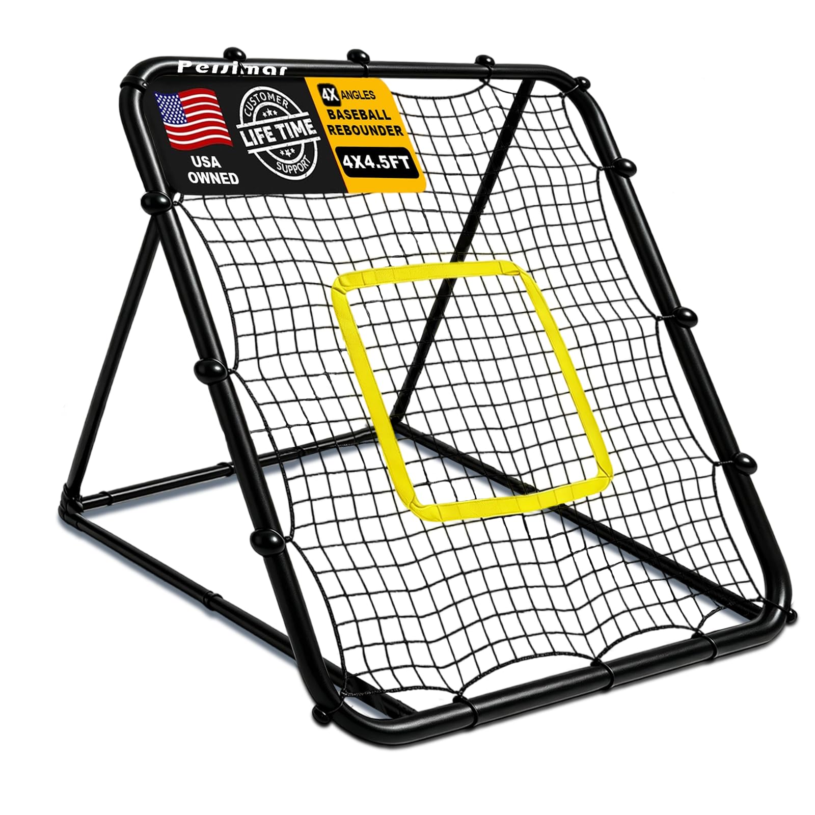 Baseball Softball Rebounder Pitch Back Net,4x4.5FT Adjustable Throw Trainer