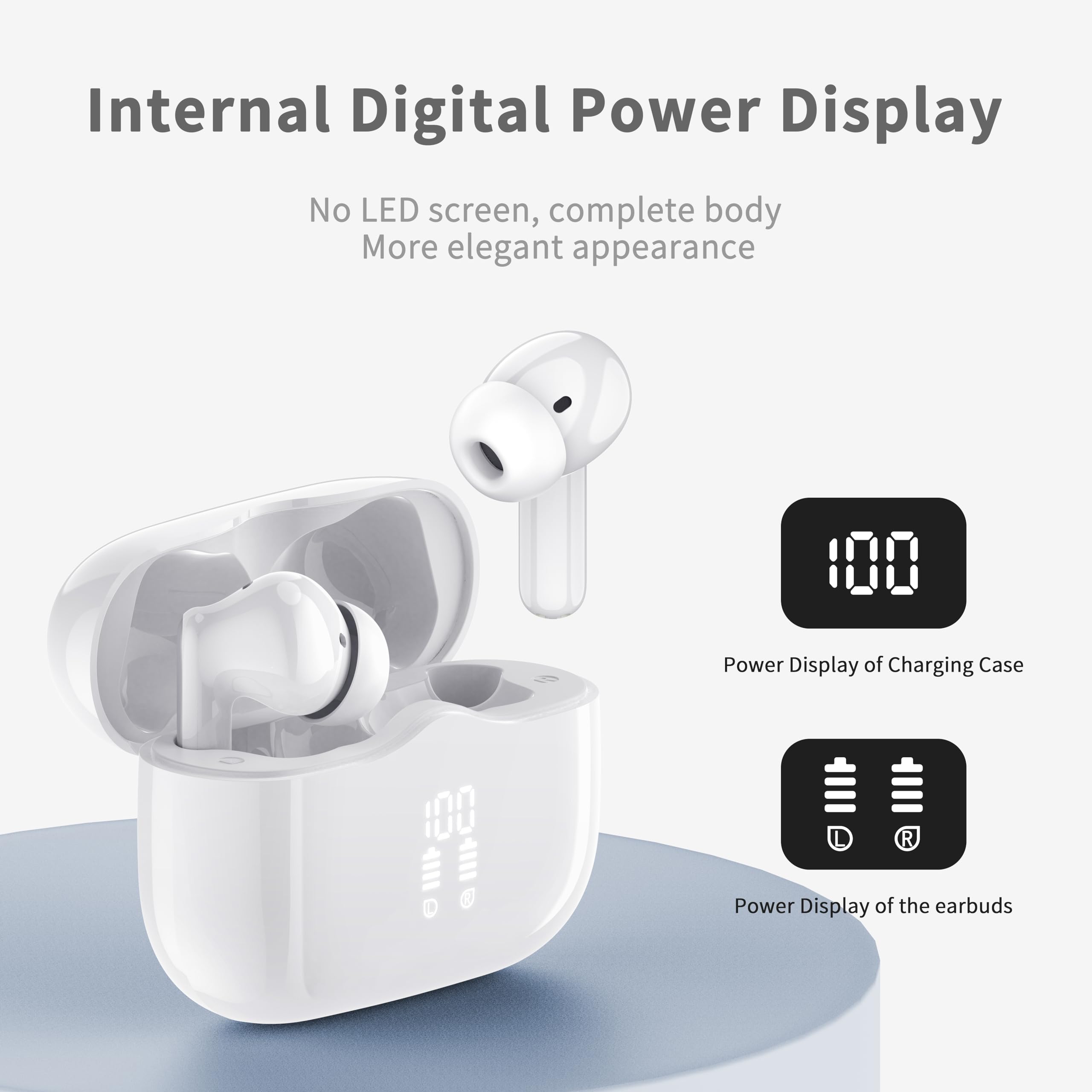 xinwld Auriculares Bluetooth inalámbricos, auriculares in-ear con modos ANC y 5 EQ, 30 horas de tiempo de reproducción, graves profundos, protección IPX5 contra salpicaduras, USB-C para Android iOS