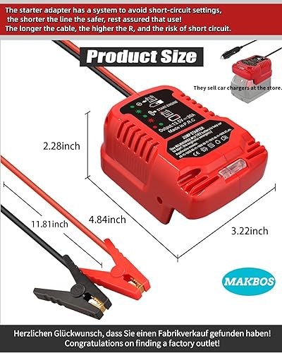 Miniatura 5 de Adaptador de cables de puente para baterías Milwaukee de 18 V, calibre 8, 6.5 pies, arrancador de automóvil, hasta 8.0 L de gasolina o 6.5 L,