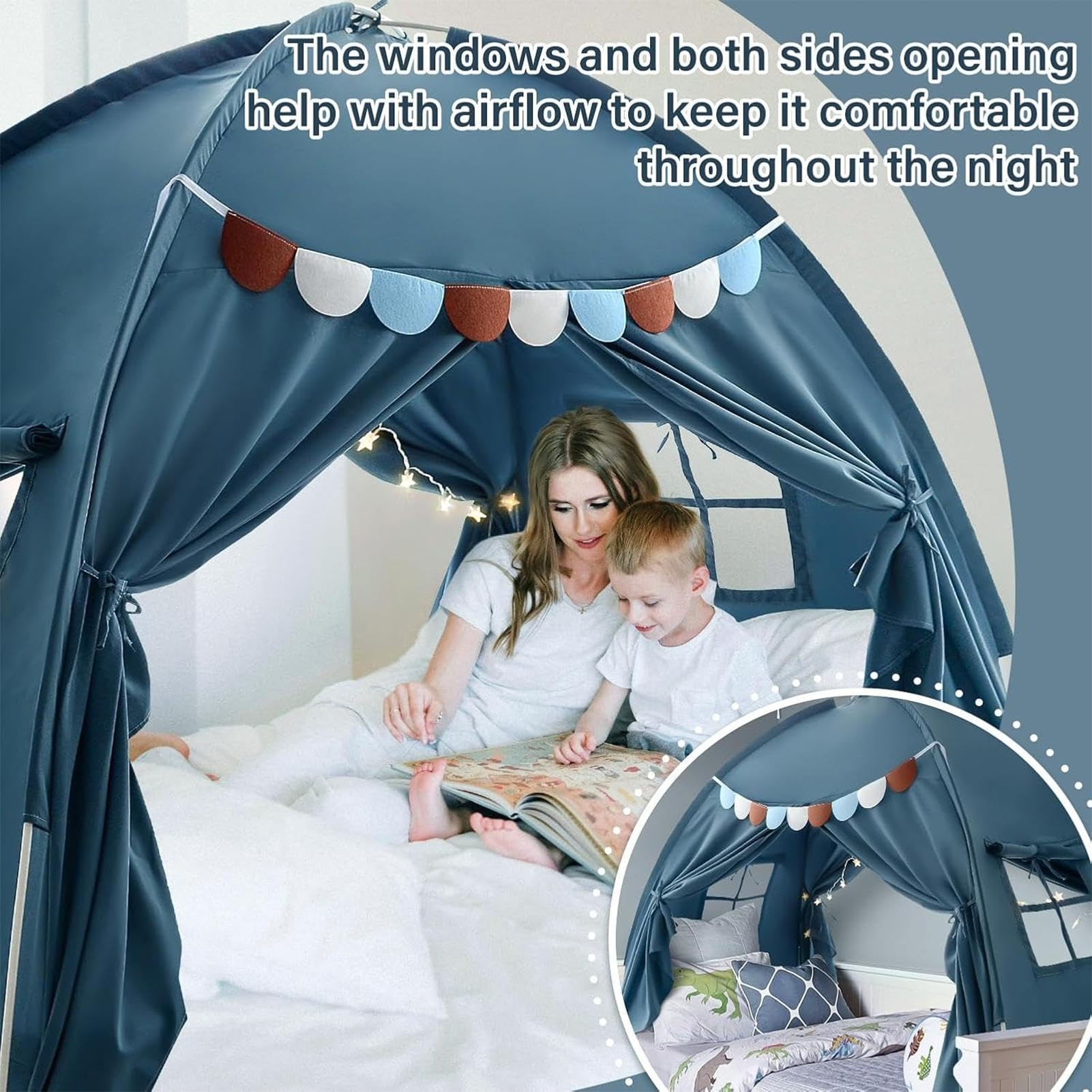 Tienda De Cama Individual para Niños Espacio Privado Transpirable