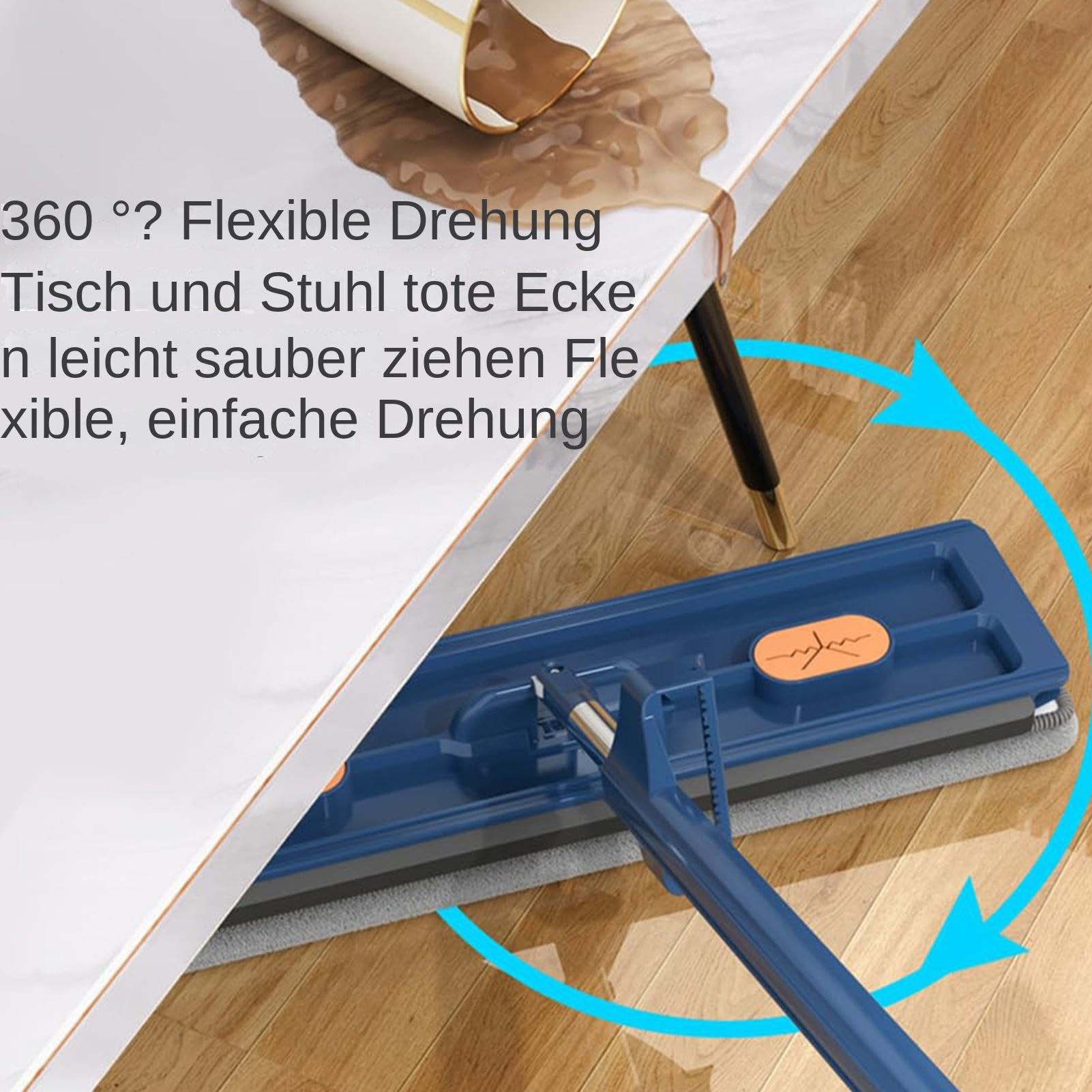 Mopa plana de microfibra grande, de cabeza plana, para la pared, con 2 almohadillas de microfibra lavables para madera dura | con 2 almohadillas de microfibra lavables para madera dura