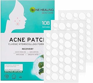 mercham Pimple Patches with Salicylic Acid (Pack of 108), Invisible Spot Patches for Acne Treatment & Healing Cover, Hydrocolloid Acne patches for Face & Skin Care, Cruelty-Free, 8mm and 10mm