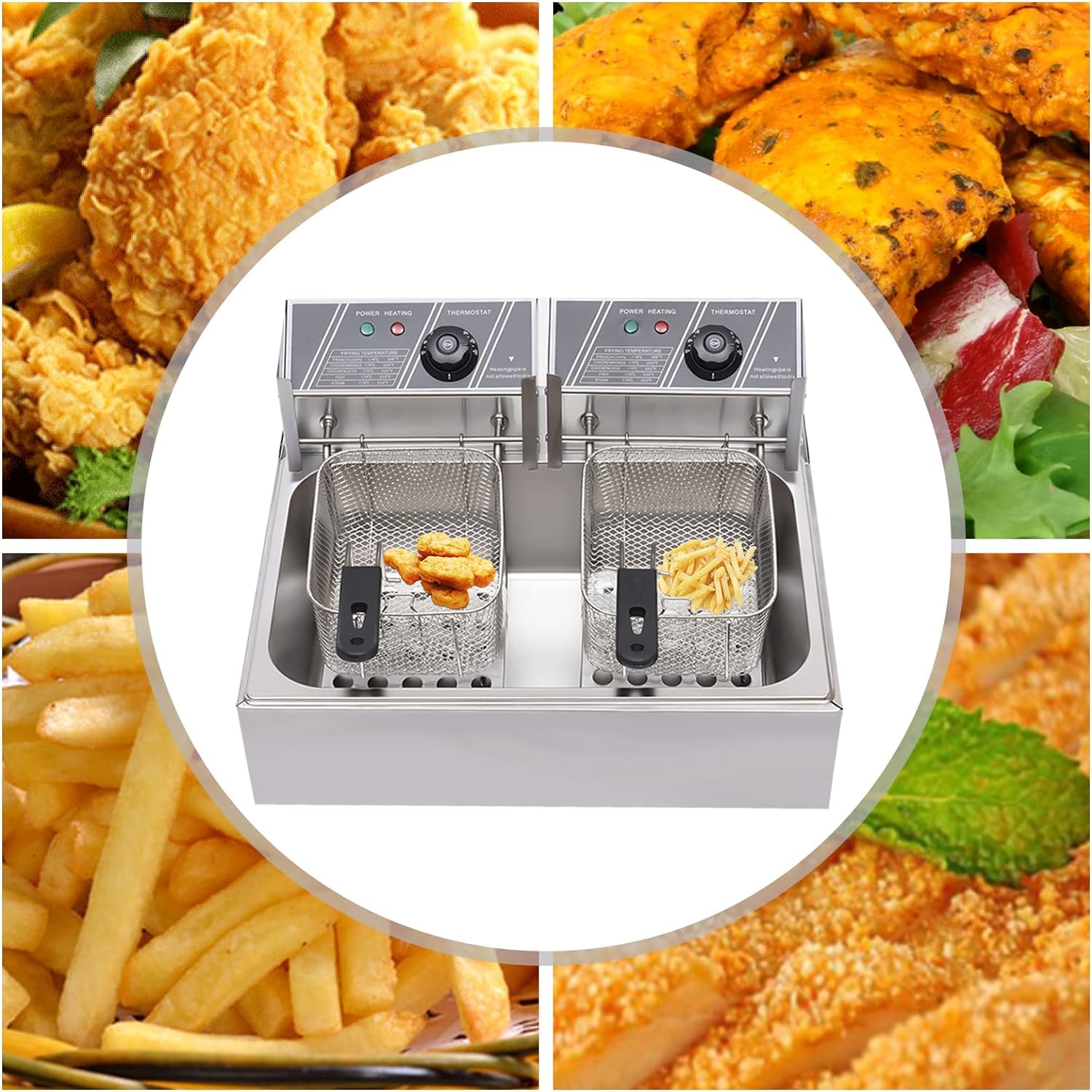 Friggitrice elettrica commerciale, 5,5 l/6 l/12 l, friggitrice professionale, con zone fredde, in acciaio inox, 220 V, per ristoranti rapidi, snack bar, patatine fritte, 12 l