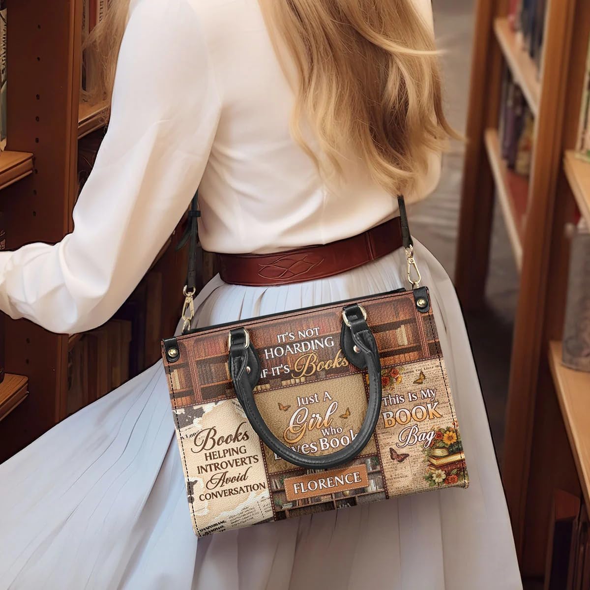 Just A Girl Who Loves Books, This Is My Book Bag Personalized Leather Bag, Book Lovers Leather Bag for Women, Bookish Handbag, Book Lovers Leather Shoulder Bag, Bookish Gifts for Her, Readers Gifts