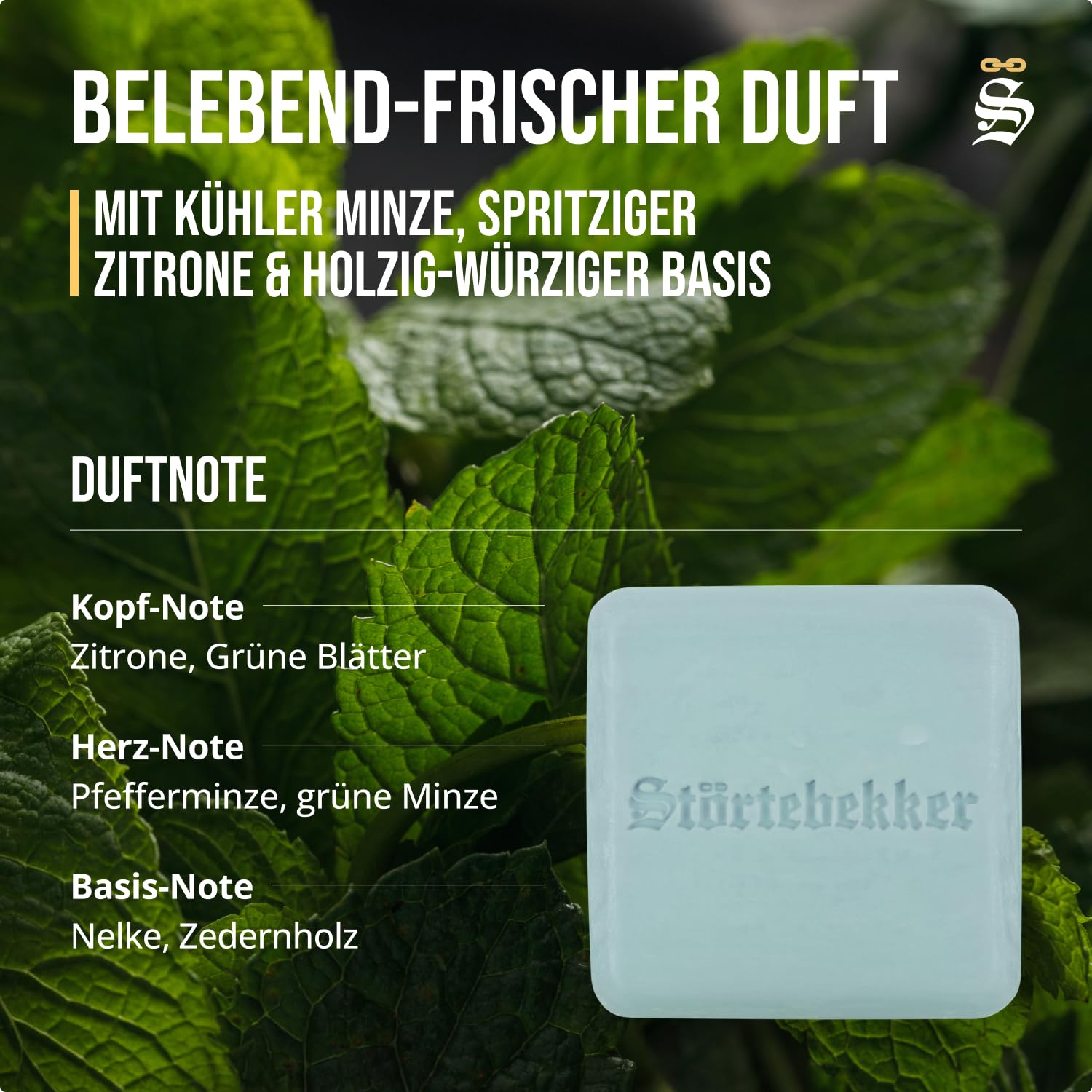 Störtebekker® Premium Shampoo Bar Fresh Mint (6x) - Festes Shampoo Herren & Damen - 3in1 Duschseife Männer für Haare, Kopfhaut & Bart - Feuchtigkeitsshampoo - vegan, handgefertigt - 6x100g