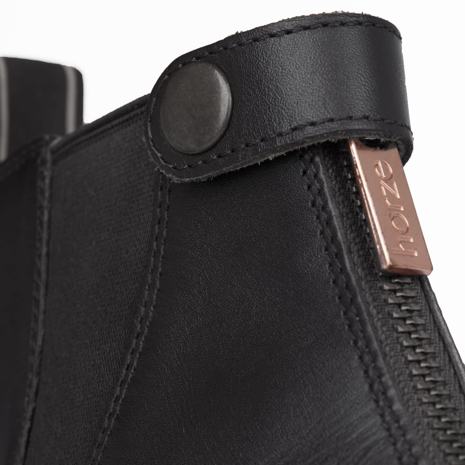 HORZE Bottines Jodphur en Cuir Rose avec Fermeture éclair sur Le Devant
