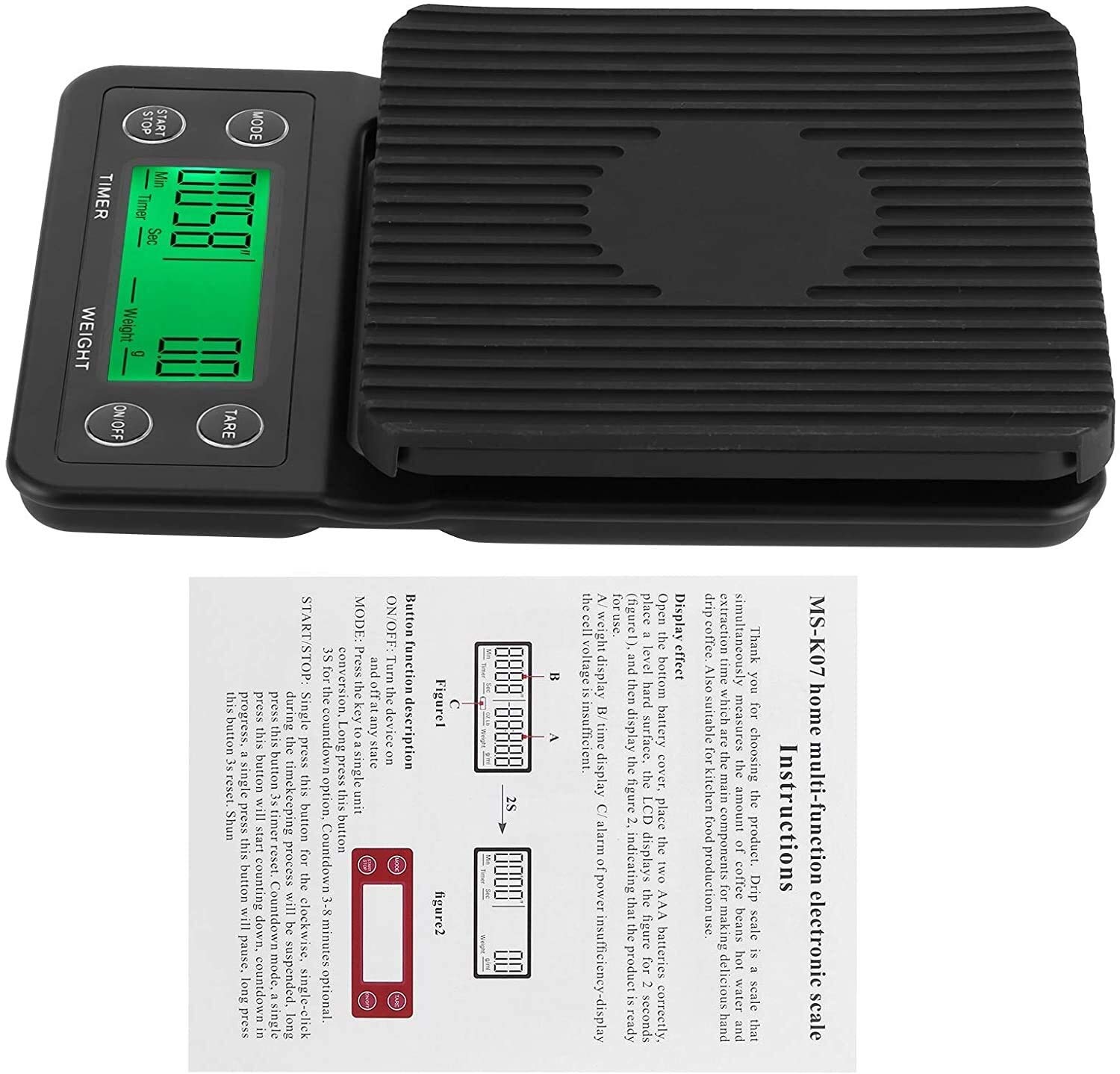 Elektroniczne wagi kuchenne Bardzo dokładna skala kawy z timerem, elektroniczna skala kawy z ekranem wyświetlacza LCD do parzenia kawy Przenośne wagi cyfrowe