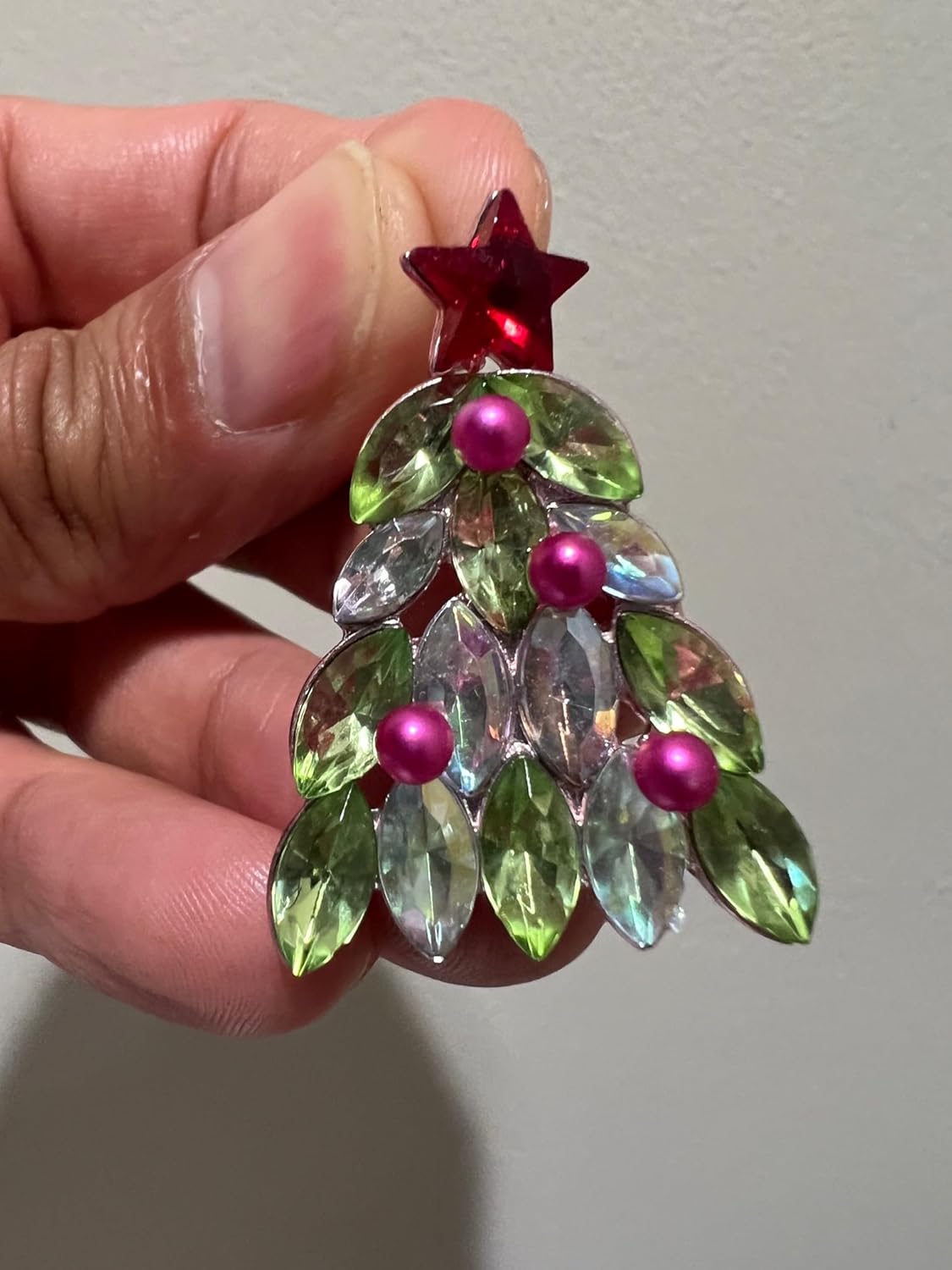 Betsey Johnson Rose Gold Tone Christmas Tree Drop Earrings