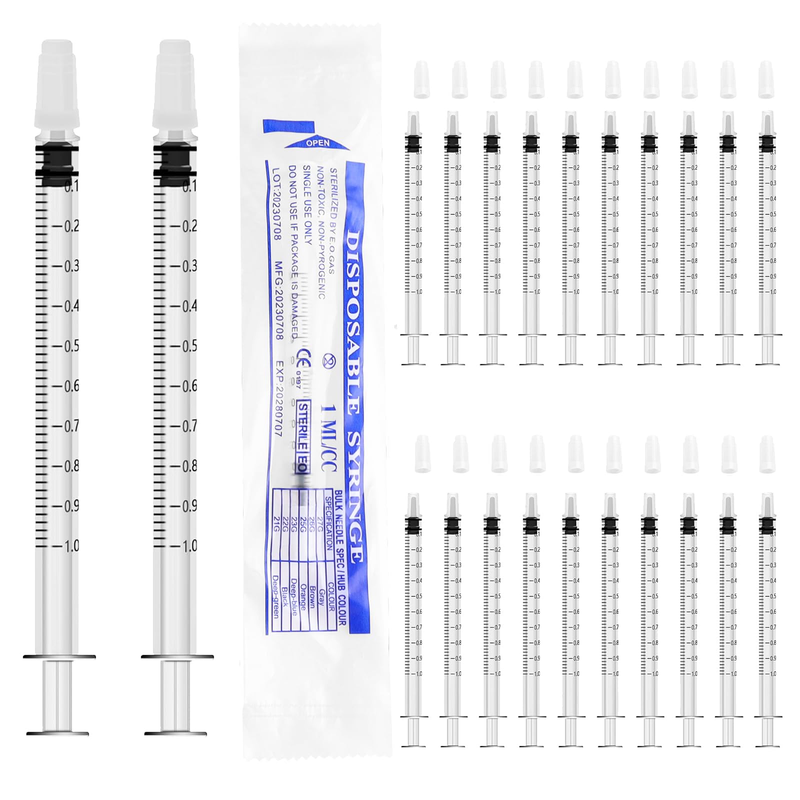 20 sztuk strzykawek 1 ml bez igieł, do napełniania i pomiaru płynów, laboratoriów naukowych, karmienia zwierząt