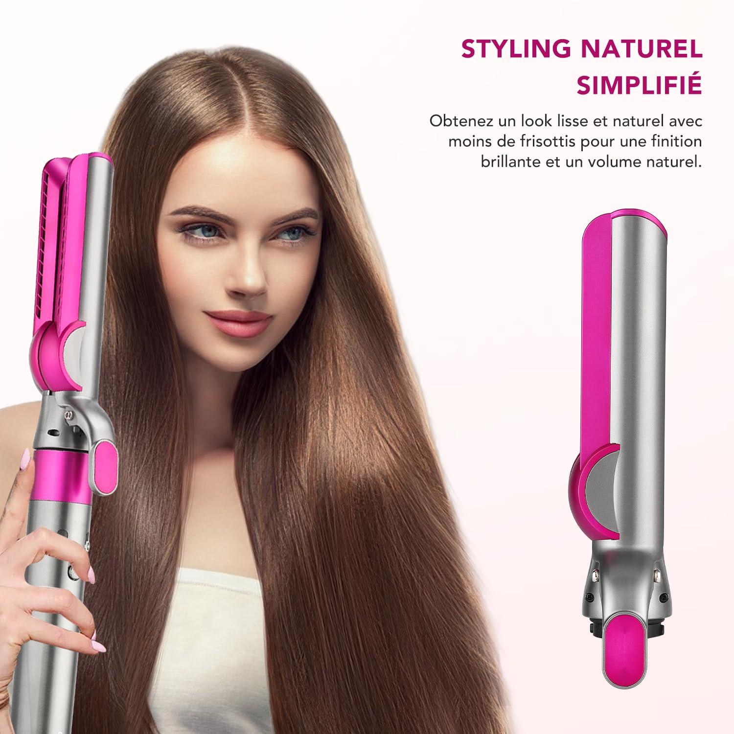 Glätteraufsätze für Dyson Airwrap mit Airflow Technologie ohne heiße Platten für sanftes Haarstyling mit weniger Schäden, Kompatibel mit HS01/HS05/HS08, Fuchsia