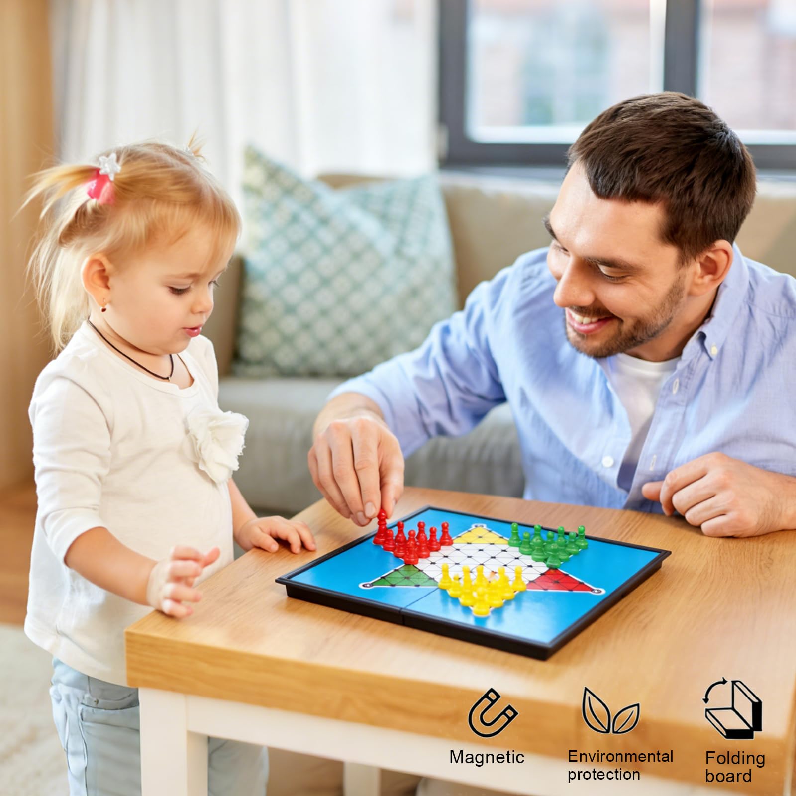 3 en 1 Parchis Magnetico Incluye Serpientes Escaleras, Ajedrez Aviones Ajedrez con Dados, Portátil Ajedrezs para Niños, Juegos Educativos para Toda Familia, Ideales para Viajes por Carretera