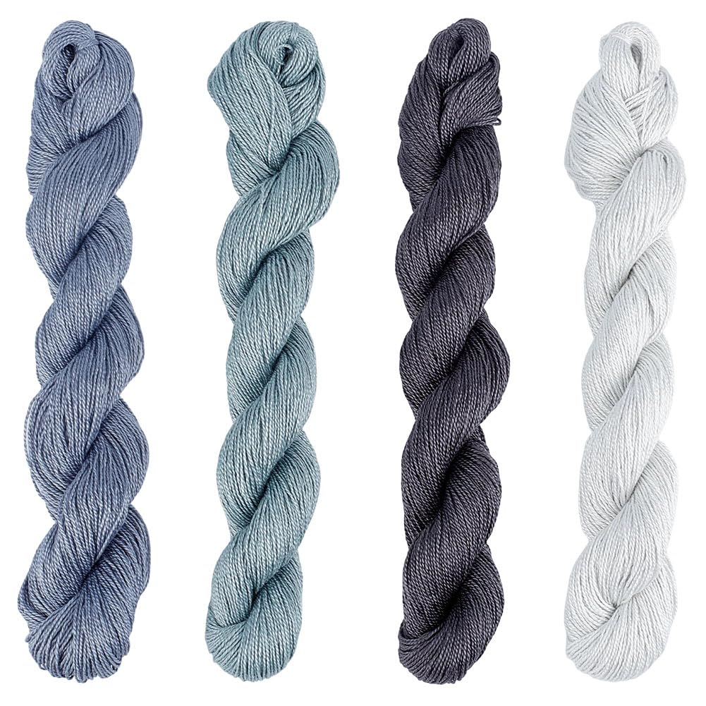 FREEBLOSS 4 Pcs Sashiko Thread Sashiko Skein 4 * 100M(109 yds) Pure Cotton Embroidery Thread 2-Strand Japanese Sewing Threads for Quilting & Embroidery Sewing Kit Supplies(Grey), Total 400M/437yds