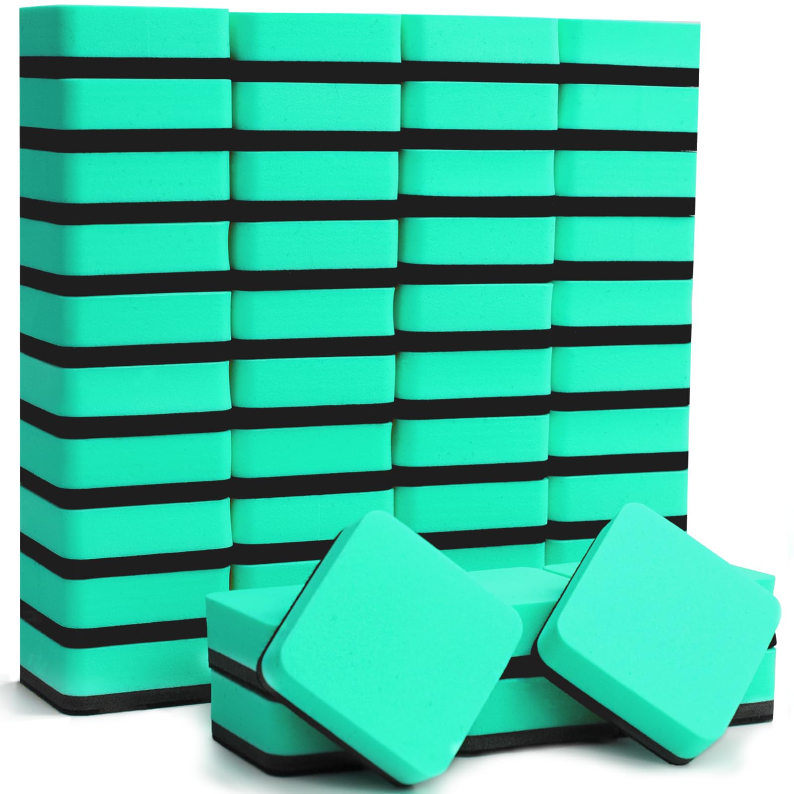 EAONE 48 Pack Dry Erase Eraser, Magnetic Whiteboard Eraser, Mini Dry Eraser Chalkboard Cleansers, Dry Erase Board Eraser for Classroom, School, Office, Home (Green, 1.97 x 1.97 in)