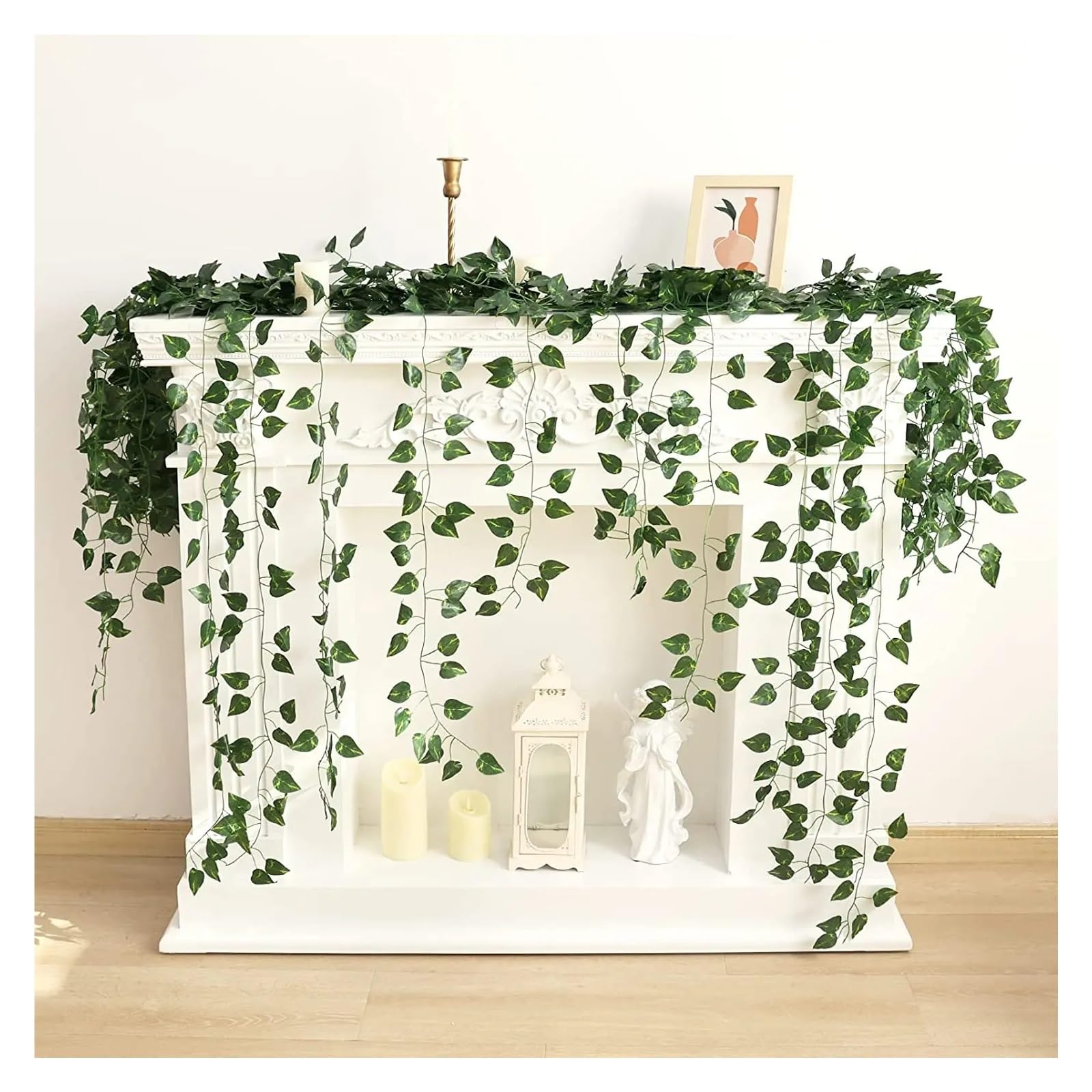 Pianta Finta Cadente 24 PZ 2 M Edera Artificiale Verde Ghirlanda Viti Finte Piante Appese Sfondo Foglia Verde for La Decorazione Della Festa Nuziale(3)