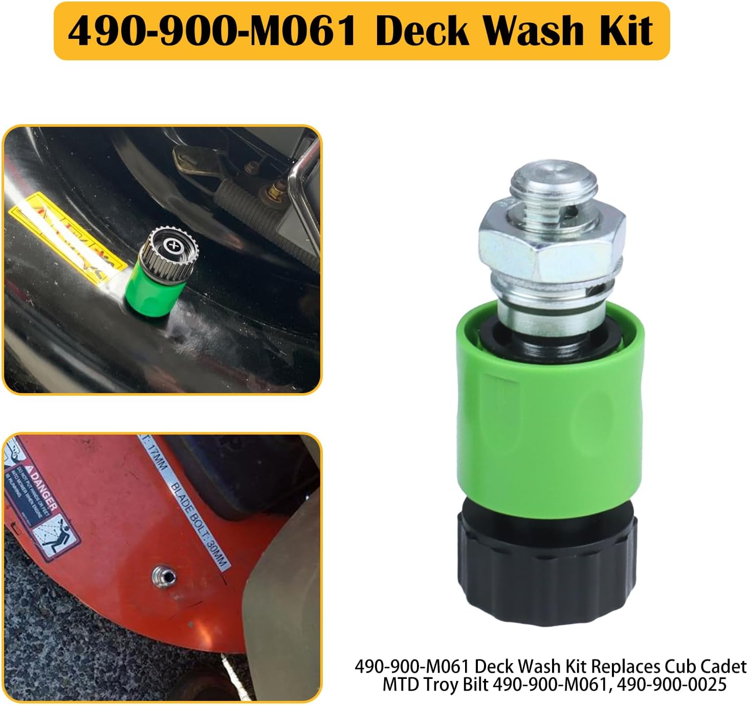 2 Pack Pre-Greased 918-04822B Spindle Assembly with 490-900-M061 Deck Wash Kit 954-04060C Belt Replaces 918-04822A 918 04822A 91804822A 918 04822B 91804822B 918-04889A 618-04822A 61804822A