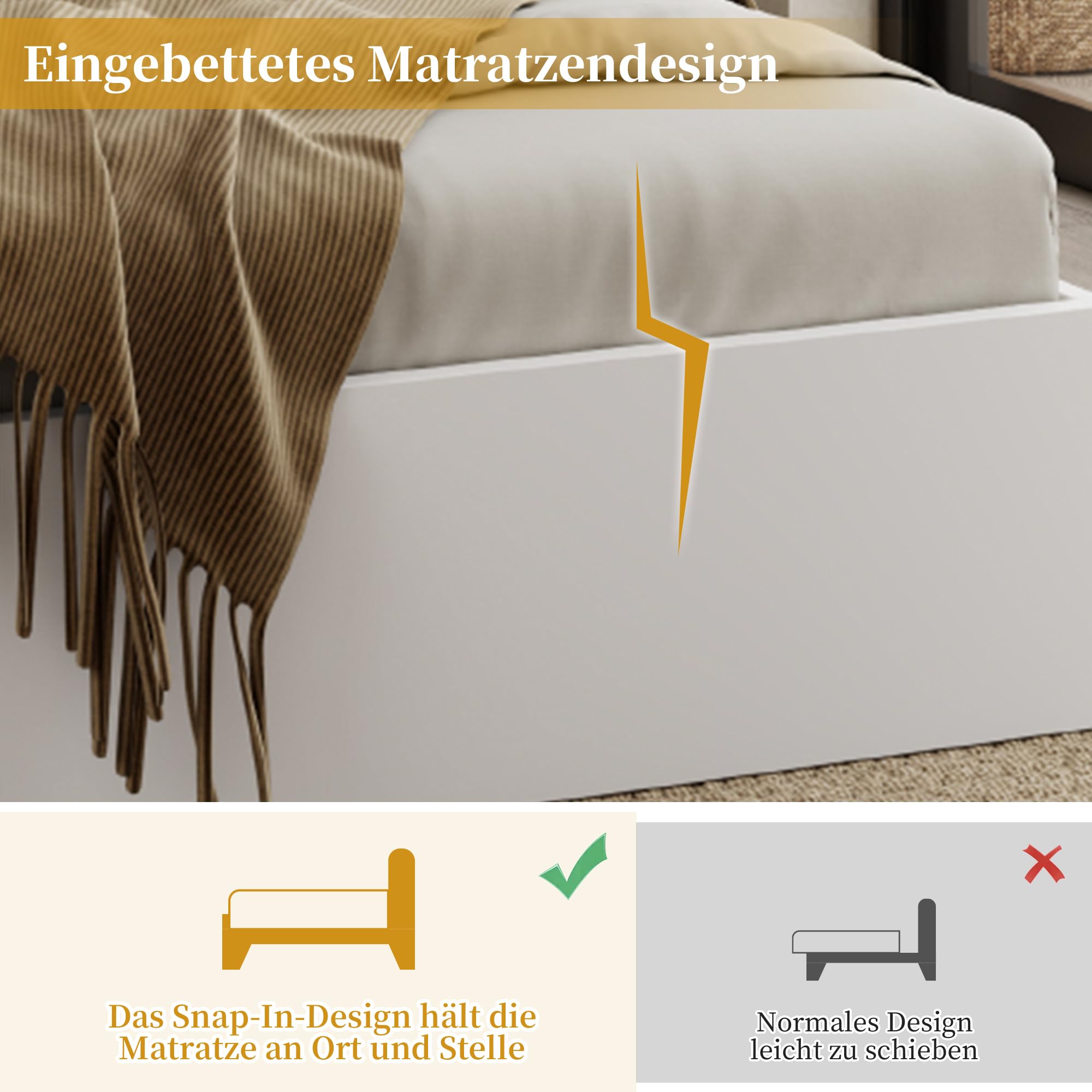 okwish Holzbett 140x200 cm Doppelbett, Funktionsbett mit Typ-C & Kabelloses Laden, Bett mit Stauraum - Stauraumbett mit Nachttischen, Schubladen & Stauschrank, Bettgestell mit Lattenrost, Weiß