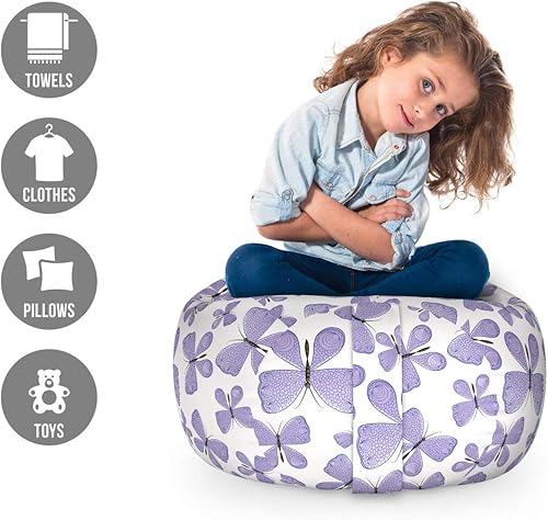 Miniatura 158 de Ambesonne Bolsa de juguetes de almacenamiento para perros, patrón con cachorros de raza pura, Bichon Pug Spitz Dachshund Poodle Shih Tzu, Rosa y