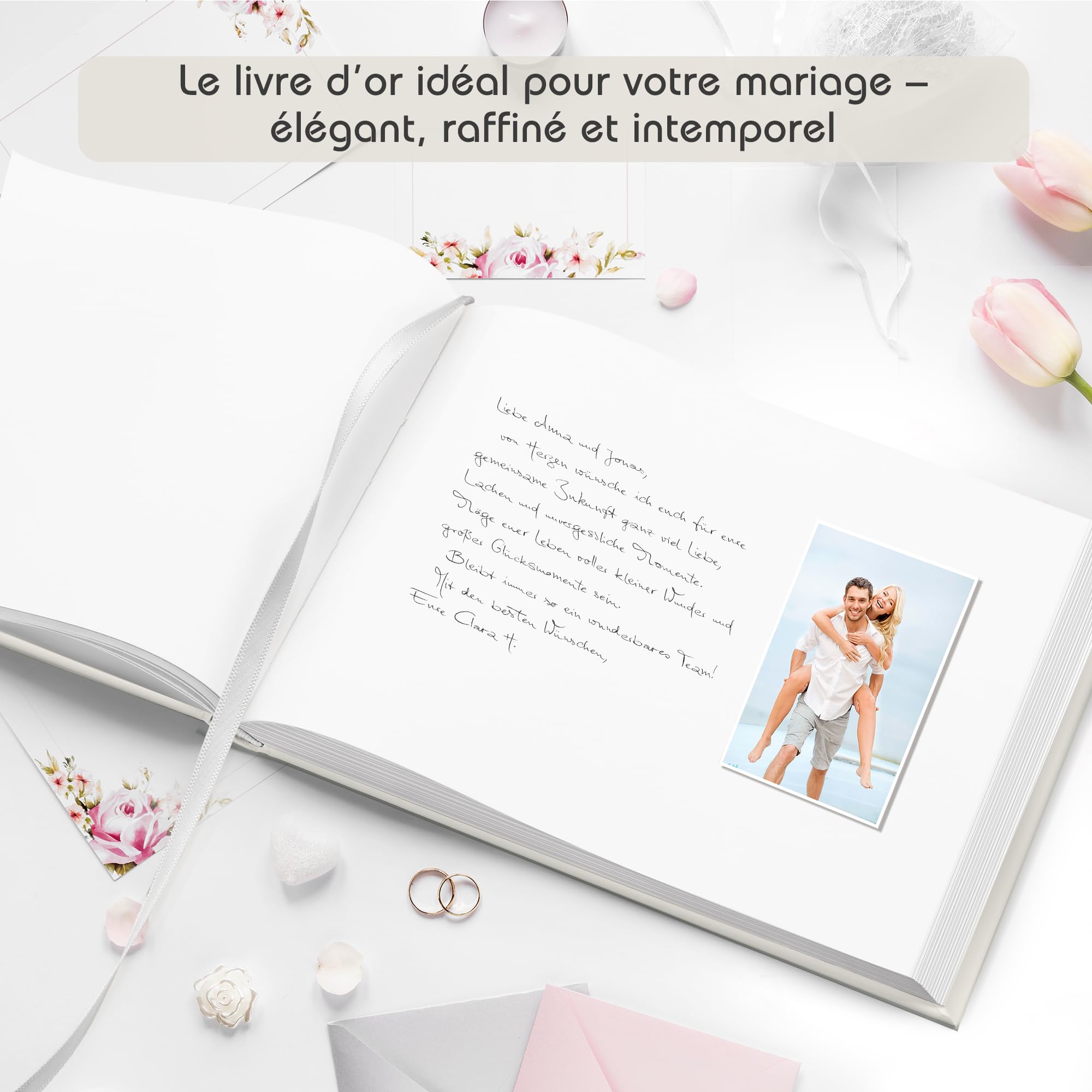 Or Mariage, Livre D Or Baptême Couverture Rigide Romantique