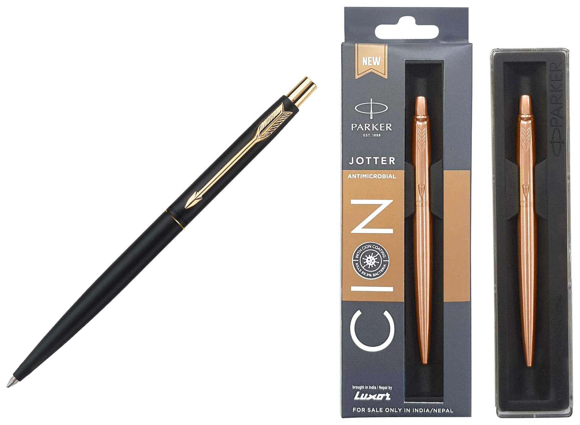 Parker Classic Matte Black GT Ball Pen, Golden color Jotter Anti Microbial Stainless Steel Ball Pen (Ink - Blue) (B0BPX8YQHF) Amazon Price History, Amazon Price Tracker