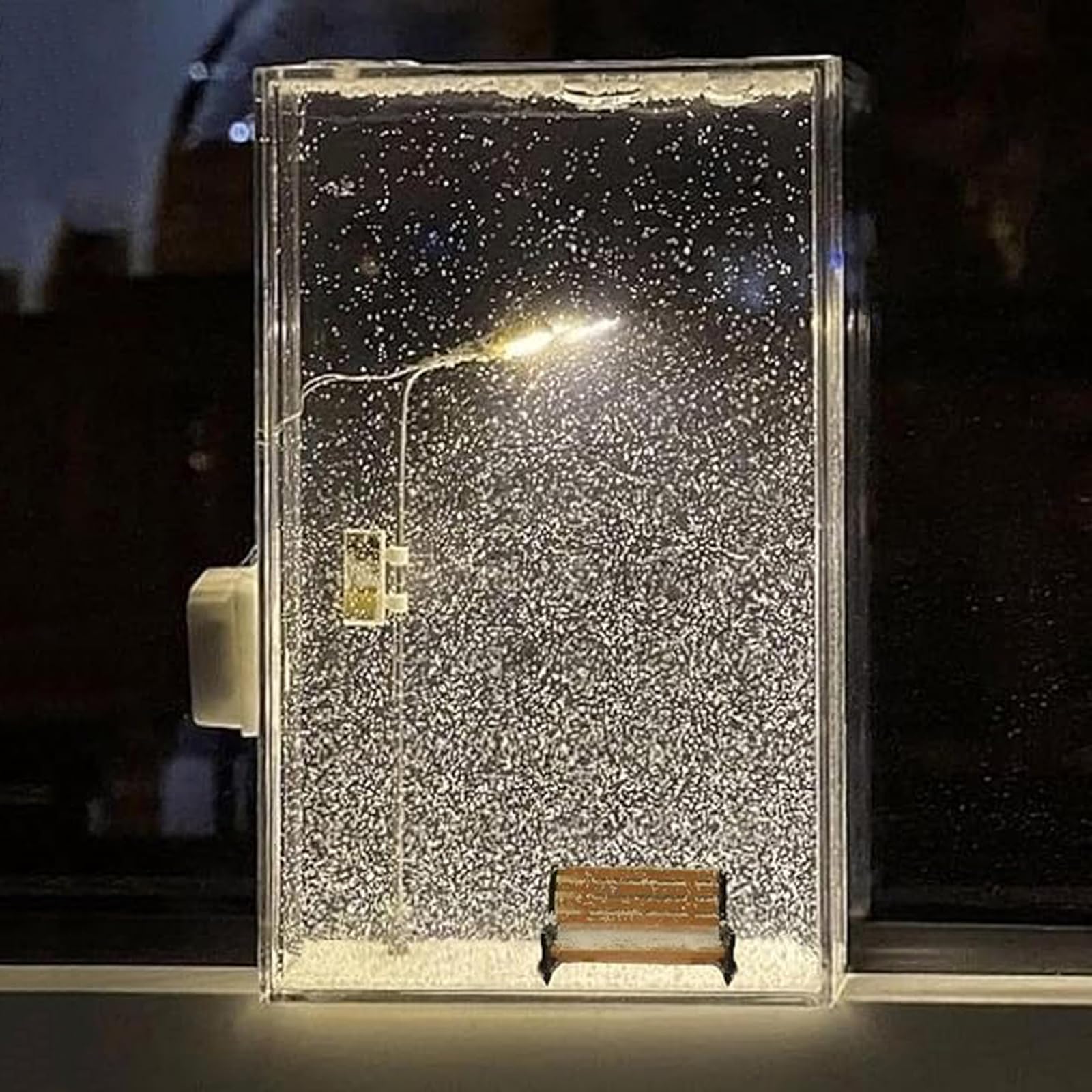 ALCOGOALL Snow Tales lamp, SnowTales Snow Scenery Night Light, DIY Snow Scene Night Light with Small Chair, Winter Snow Night Lamp, Romantic Table Lamp for Bedroom Decoration - Material Package