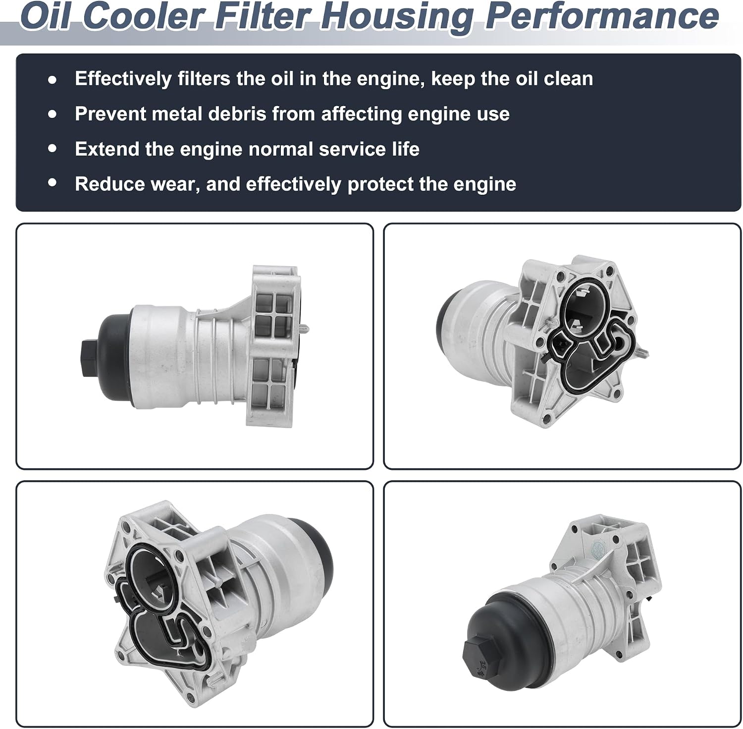 Engine Oil Filter Housing for Audi A6 Quattro 2019-2022 V6 3.0L No.06M115401E Transmission Oil Cooler with Gasket Aluminum Alloy 1 Set
