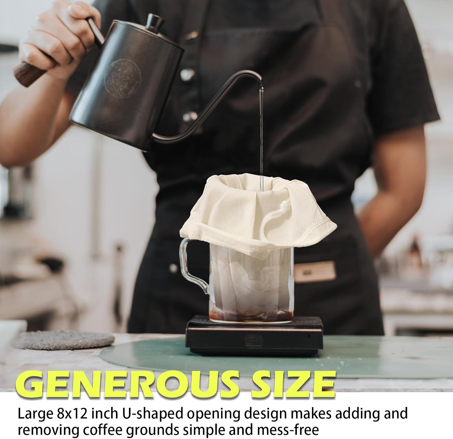 Organic Cotton Cold Brew Coffee Filter Bags, 2 Pack, 8x12 Inch image 5