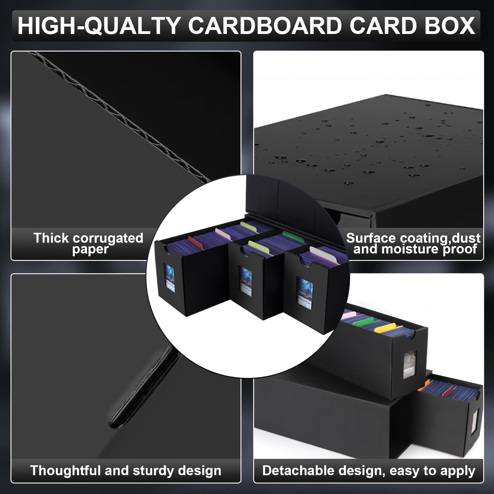 Deck Box per 7200+ lettere, scatola di carte Magic TCG MTG con 48 separatori di carte e etichette adesive, Deck Box Commander, organizer lettere, scatola per carte collezionabili