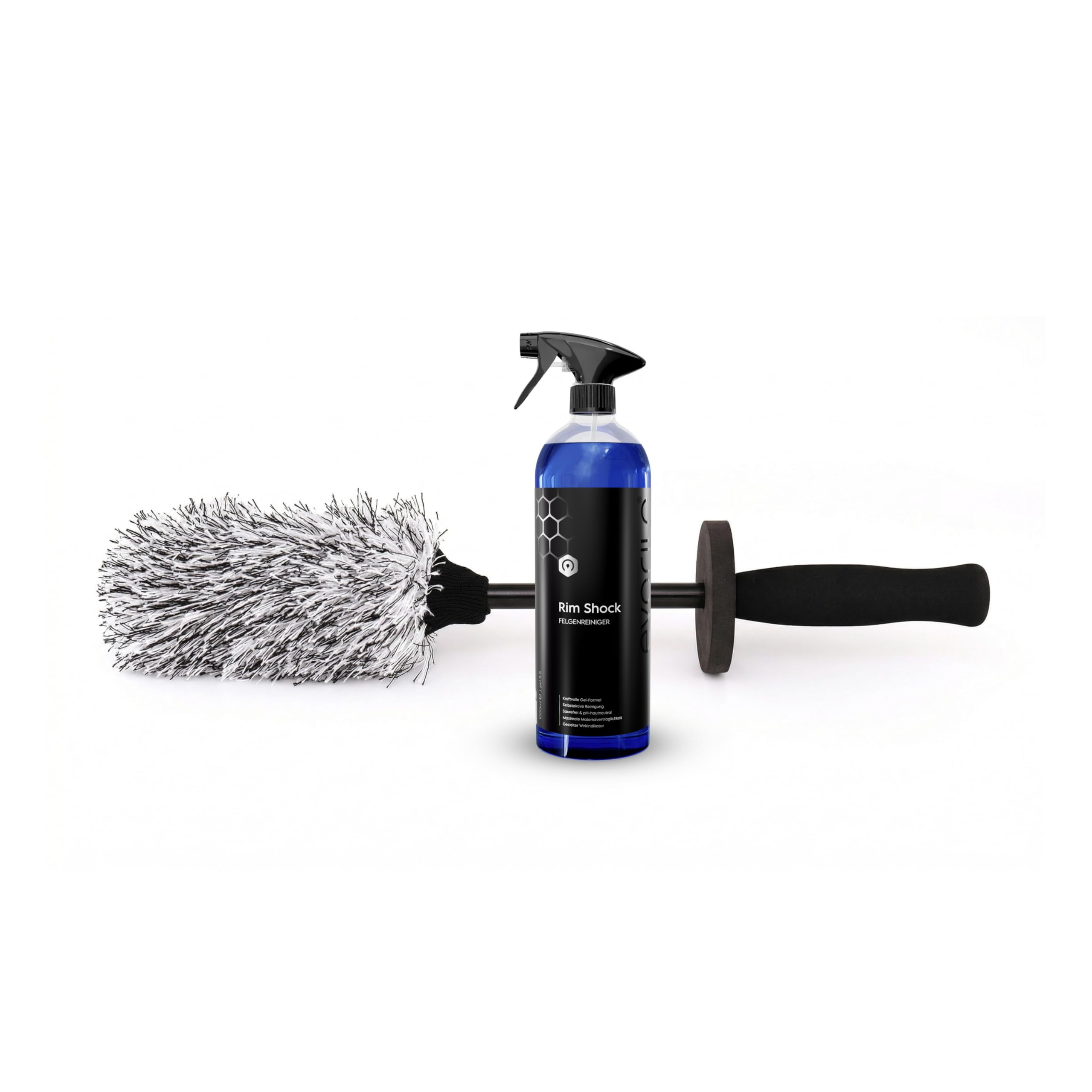 Felgenreiniger Set | Gel-Formel mit Farb-Indikator | Rim Shock 1L + Ultraslim Felgenbürste | 2-teilig