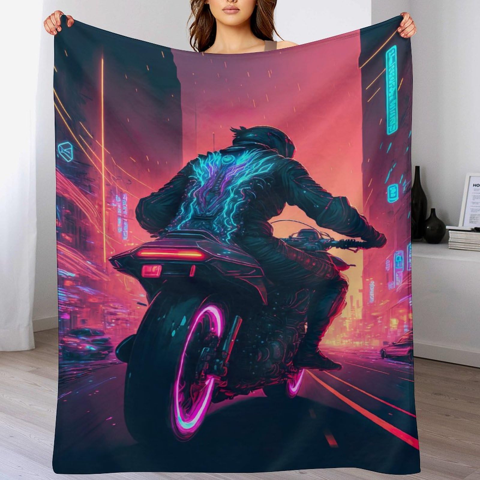 Couverture flanelle moto plaid chaud lit canapé toutes saisons