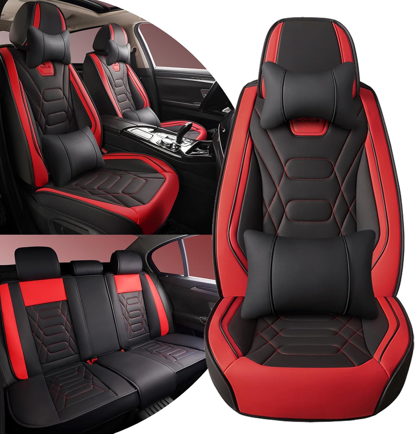 Car Seat Covers for Honda Passport 2024-2026, Full Set 5 Seat Premium Napa Leather Waterproof Breathable Anti-Slip Seat Protectors with Airbag Compatible Design(Standard,Black&Orange)